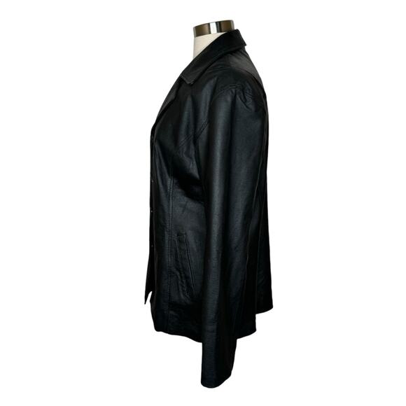 Tuskany Italy New York Leather Button Front Jacket with Shoulder Pads Women’s XL - Picture 3 of 11